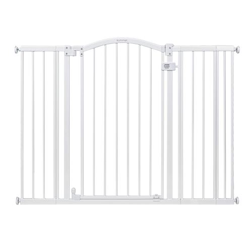 Summer Infant Extra Tall & Wide Safety Pet and Baby Gate, 29.5"-53" Wide, 38" Tall, Pressure or Hardware Mounted, Install on Wall or Banister in Doorway or Stairway, Auto Close Walk-Thru Door - White