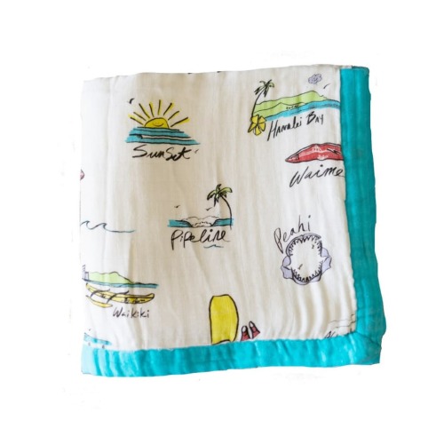 Surf Report Baby Quilt - Buttery-Soft Muslin - Coco Moon Hawaii