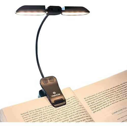 Vekkia 14 LED Rechargeable Book Light for Reading at Night, Eye-Care Reading Light for Books in Bed, 180° Adjustable, Clip on Lamp, 3 Color Temperatures, Lightweight, Present for Reader
