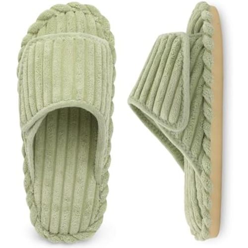 LeIsfIt Slippers for Women Adjustable Open Toe House Slippers Wide Diabetic Shoes Memory Foam Bedroom Slides Arthritis Edema House Shoes