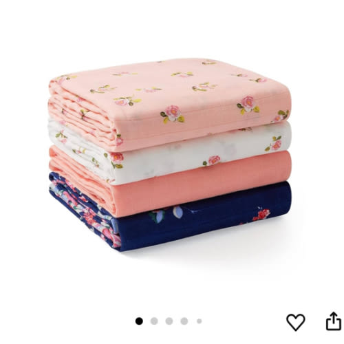 Momcozy Muslin Swaddle Blankets, Soft Silky Baby Blankets 47 x 47 inches, Breathable Swaddle Blankets, Newborn Receiving Blanket for Boys and Girls, 4 Pack