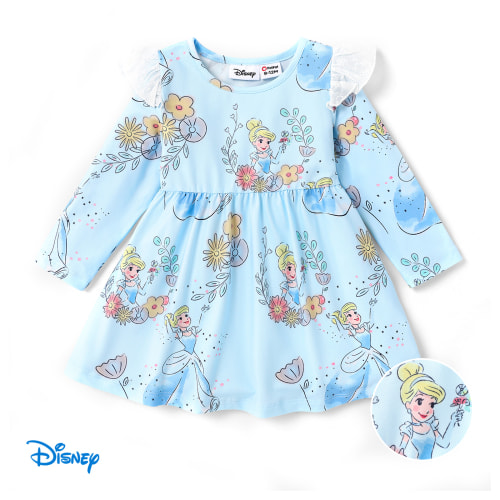 Disney Princess Baby Girl Ruffle Long Sleeve Play Dress Size 3-24M