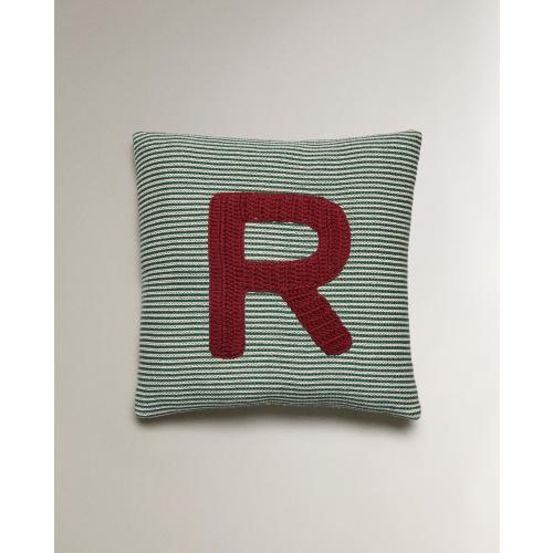 CHILDREN'S EMBROIDERED LETTER R THROW PILLOW