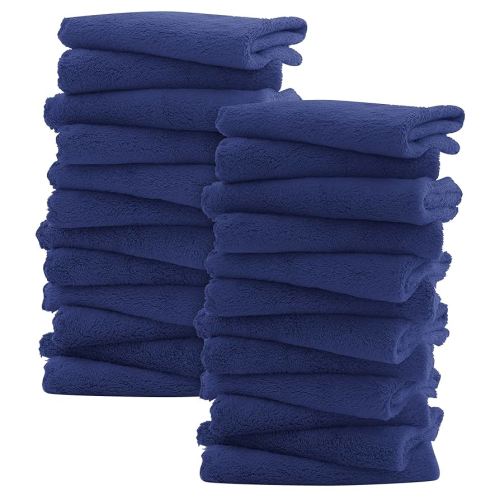 Sunny zzzZZ Ultra Soft 24 Pack Baby Washcloths - 10x10 Inches - Coral Fleece Extra Absorbent Wash Clothes for Babies, Infants and Toddlers - Sensitive Skin and Newborn - Ideal Baby - Navy Blue