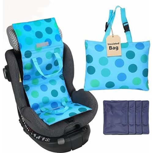 Baby Car Seat Cooling Pad with Insulated Bag Reusable Baby Carseat Cooler Cooling for Car Seat Belts Summer Essential 4 Removable Gel Packs
