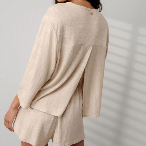 Linen Knit Back Slit Top – Lunya