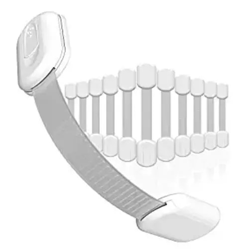 Baby Proofing Child Safety Locks (12 Pack) by Skyla Homes - The Safest, Quickest and Easiest 3M Adhesive Cabinet Latches, No Screws & Magnets, Multi-Purpose for Furniture, Kitchen, Ovens, Toilet Seats - 12 Count (Pack of 1) - White