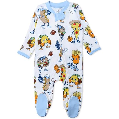 HonestBaby Sleep & Play Footed One-piece Pajama Sleeper 100% Organic Cotton, Baby Boys