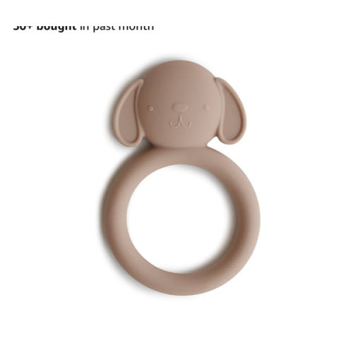 mushie Silicone Baby Teether Toy | Dog Brown