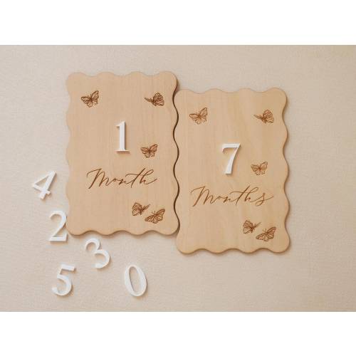 Scalloped Baby Milestone Card with Butterflies | Interchangeable Milestone Cards | Monthly Sign | Baby Keepsake | Monthly Milestones Cards