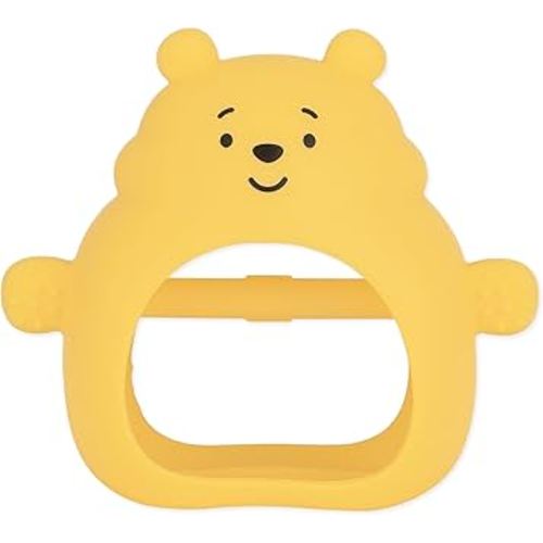 Bumkins Disney Baby Silicone Undroppable Teething Mitt, Freezer Toy Teether Keys, Soft Flexible Platinum Silicone Pacifier to Chew, Cool Teether Gum Relief, Essential Babies 3 Months, Winnie The Pooh