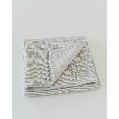Little Unicorn Organic Cotton Muslin Quilt - Grey Stripe
