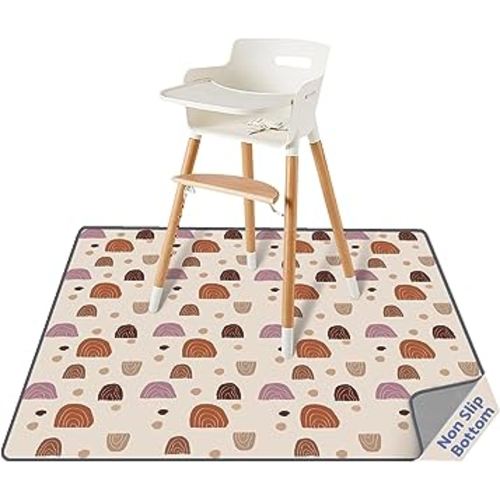 Blissful Diary Baby Splat Mat for Under High Chair, 51 x 51 Inch Boho Splash, Waterproof and Washable Spill Mat, Anti-Slip Floor Protector