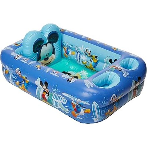 Disney Mickey Mouse Air-Filled Cushion Bath Tub - Free-Standing, Blow up, Portable, Inflatable, Safe Bathing, Baby Bathtub, Toddler Bathtub