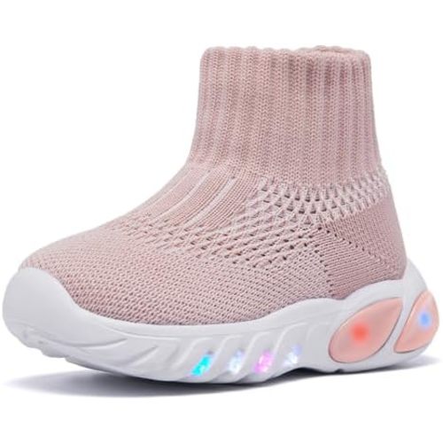 MORENDL Toddler Light Up Walking Shoes Baby Non-Slip Sock Shoes Toddler Slip On Sneakers Boys & Girls