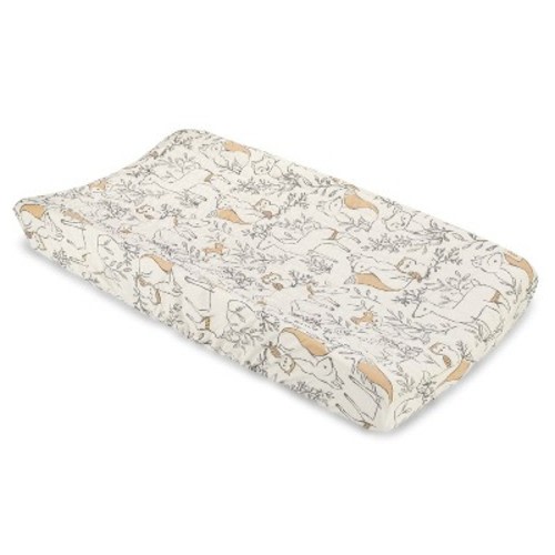 Crane Baby Cotton Quilted Changing Pad Cover, Color: Ezra Woodland