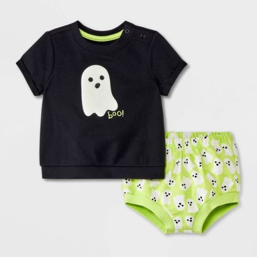 Baby Girls' Halloween Ghost Top & Bloomer Set - Cat & Jack™ Black