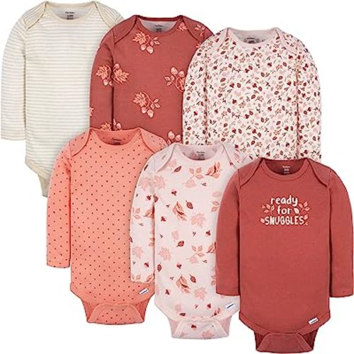 Gerber Baby-Girls 6-Pack Long-Sleeve Onesies Bodysuits