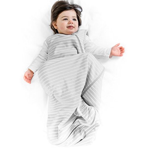 Woolino 4 Season Classic Baby Sleep Bag - Merino Wool and Organic Cotton - Two-Way Zipper Newborn Sleeping Sack - Infant Wearable Blanket - 0-6 Months - Birch Gray