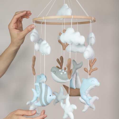 Ocean Nursery Mobile | Sea Crib Mobile | Nautical Baby Decor | Hanging Ocean Mobile for Baby Room | Nautical Nursery Decor | Sea Room Decor