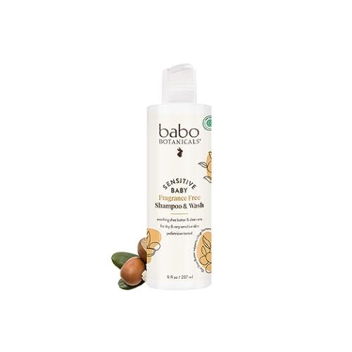 Babo Botanicals Sensitive Baby Fragrance-Free 2-in-1 Shampoo & Wash - Shea Butter, Calendula & Aloe Vera - EWG Verified - Cruelty-Free - Vegan - Pediatrician Tested - For Babies & Kids