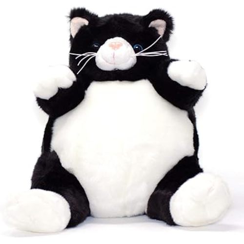Unipak Black and White Plumpee Cat Plush Toy 9 inches Tall