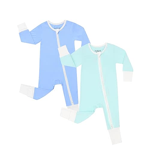 JunNeng Rayon from Bamboo Baby Romper Sleeper with Mitten Cuffs Feet,Newborn Boy Girl Zipper Snug Fit Sleep 'N Play