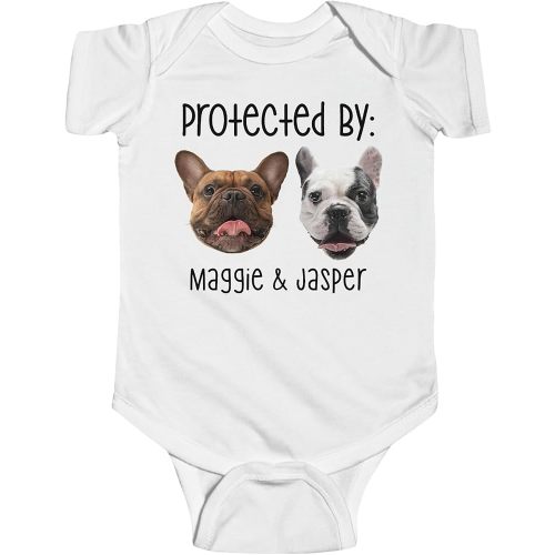 FLOCHIL Personalized Dog Onesie For Baby, Custom Dog Baby Onesie With Name Photo