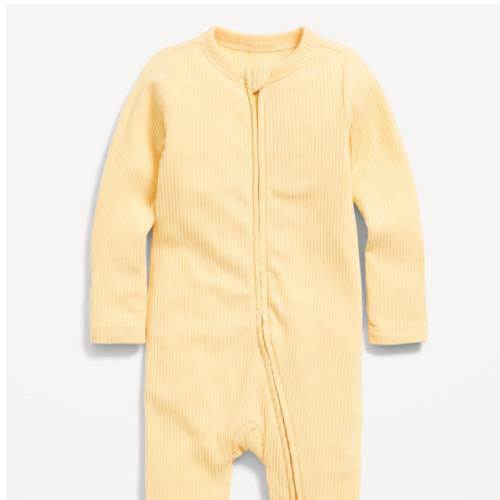 2-Way-Zip Sleep & Play Ruffle-Trim Footed One-Piece for Baby