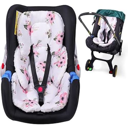 THE KENKYO 2 in 1 Reversible Infant Insert for Car Seat, 3D Mink Carseat Head & Body Support for Newborn, Extra Soft Baby Car Seat Head Body Support, Breathable Baby Car Seat Cushion for Girls Boys