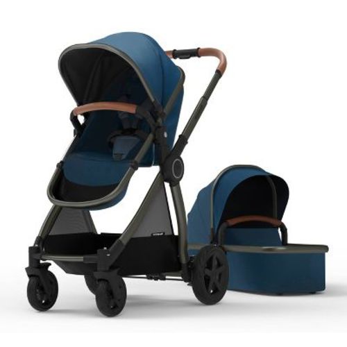 Mompush Ultimate 2 Full Size Stroller With Bassinet - Khaki Fabric Silver Frame