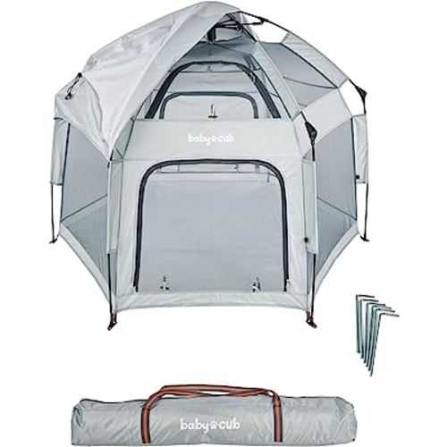 Baby Cub Playden - Indoor/Outdoor Covered Play Tent for Children, Portable Tent with Canopy, Easy Pop Up for Beach or Home, Lightweight and Versatile Child Tent