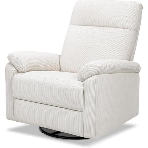 DaVinci Suzy Recliner and Swivel Glider in Fog Chatham Stripe, GREENGUARD Gold & CertiPUR-US® Certified