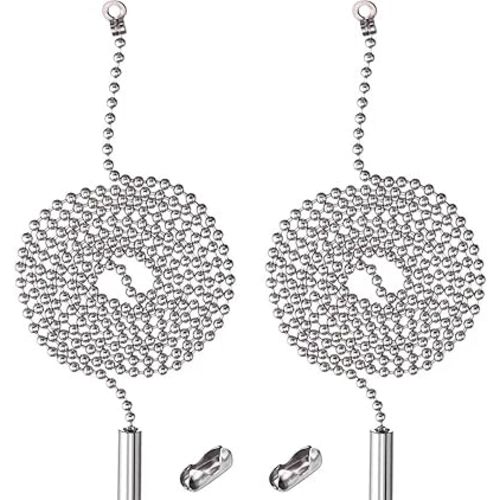 2 Pack Pull Chain String Extension with Connector for Ceiling Fan Light Fixture Light Bulb, 304 Stainless Steel Switch Chain Extender,1 Meter Length