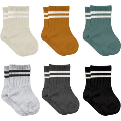 bistyle Baby Grip Ankle Socks 6 Pairs | Newborn Infant Toddlers Sock Organic Cotton | Kids Boys Girls Ankle