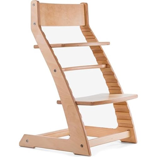 FORNEL Wooden High Chair for Babies and Toddlers - Adjustable Height Easy to Clean Toddler Highchair - Kids Dining Chair from 3 Years to 200 Lb, Grow with Child (Natural)
