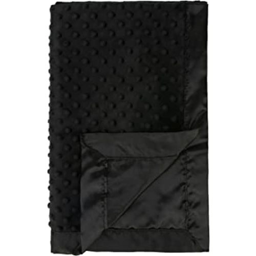 Pro Goleem Baby Soft Minky Dot Blanket with Satin Backing Baby Gifts for Boys and Girls (Black, 30’’ x 40’’)