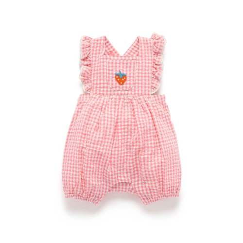 Strawberry Gingham Romper