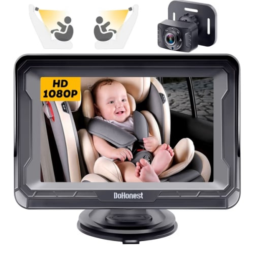 DoHonest Baby Car Camera HD 1080P - Rear-Facing Car Baby Monitor with Night Vision, Adjustable View Angle, Easy Setup, Anti-Glare Display, Safety for Kids & Infants
