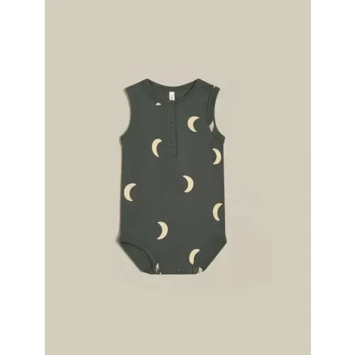 Shadow Midnight Slim Fit Sleeveless Baby Bodysuit | Organic Zoo