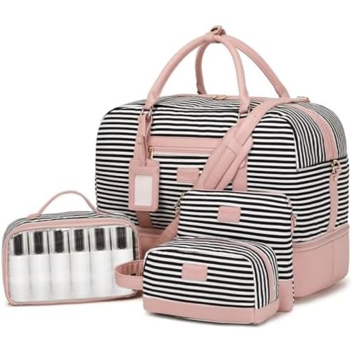 Wogarl Weekender Bags for Women Large Overnight Bag Weekend Travel Duffel Bag Carry on Shoulder with Shoe Compartment Toiletry Bag for Travel Business Gym