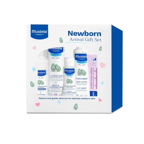 Mustela Newborn Arrival Gift Set - Baby Skincare & Bath Time Essentials - Natural & Plant Based - 5 Items Set