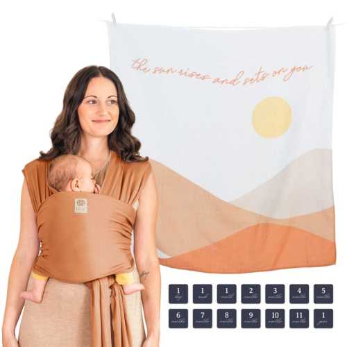 Newborn Wrap & Milestone Bundle - Butterscotch Sunrise