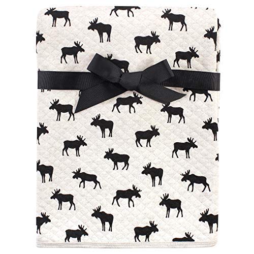 Hudson Baby Unisex Baby Quilted Multi-Purpose Swaddle, Receiving, Stroller Blanket, Moose 1-Pack, One Size