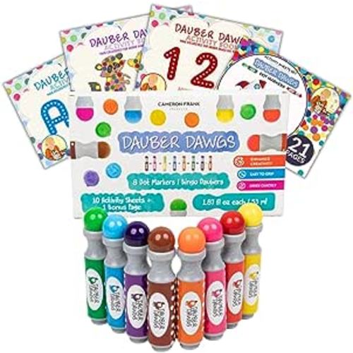 8-pack Washable Dot Markers / Bingo Daubers Dabbers Dauber Dawgs Kids / Toddlers / Preschool / Children Art Supply 3 Pdf Coloring eBooks = 100 Activity Sheets To Do! : Arts, Crafts & Sewing