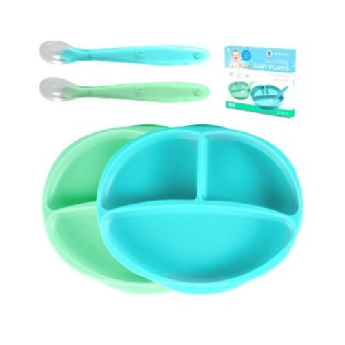Baby Silicone Suction Plate for Baby - 100% Food Grade Silicone Divided Plate Self Feeding Training Suction Plate Set | BPA-Free, Microwave & Dishwasher Safe Stay Put Plates