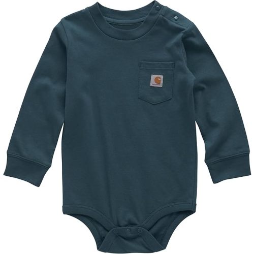 Carhartt Long-Sleeve Pocket Bodysuit, Atlantic Deep, 3 Months