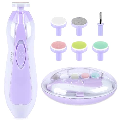 Baby Nail Trimmer Electric,Baby Nail Clippers, 6 in 1 Baby Nail File,Nail File Baby Grooming Kit Manicure Set for Toddler or Adults (Purple)
