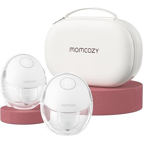 Momcozy Breast Pump Hands Free Mobile Style | M6, Wearable Breastfeeding Pump Ideal Rhythm for More Milk, DoubleFit Flange More Fit & Discreet with 3 Modes & 9 Levels, 24mm (Gray, 2 Count)