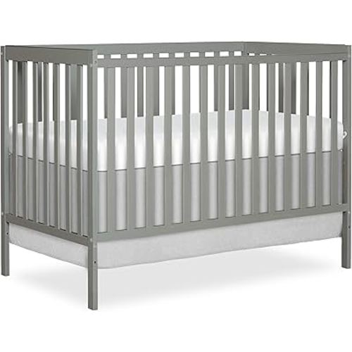 Dream On Me Synergy 5-in-1 Convertible Crib in Cool Grey, Greenguard Gold Certified, JPMA Certified, 3 Mattress Height Settings, Classic Nursery Furniture